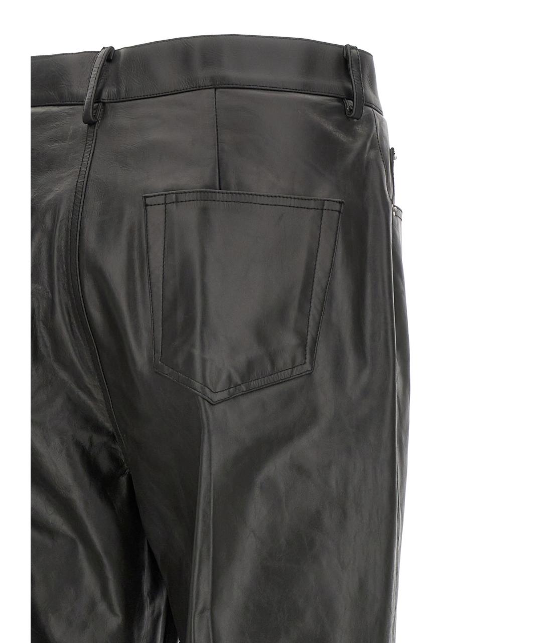 RICK OWENS Черные кожаные повседневные брюки, фото 4