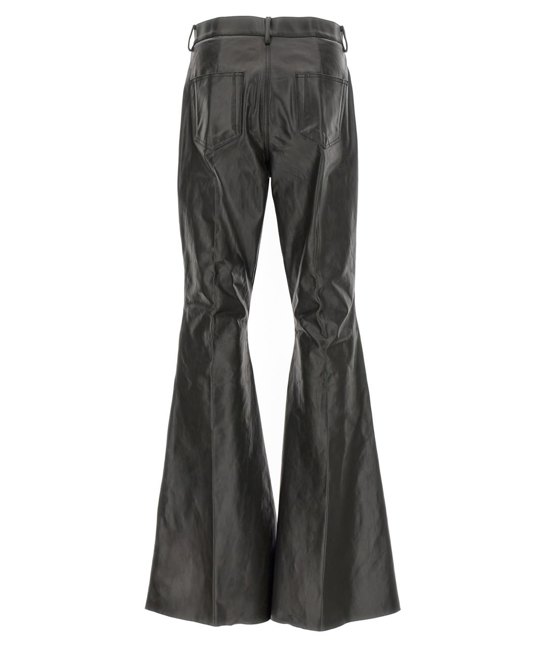 RICK OWENS Черные кожаные повседневные брюки, фото 2