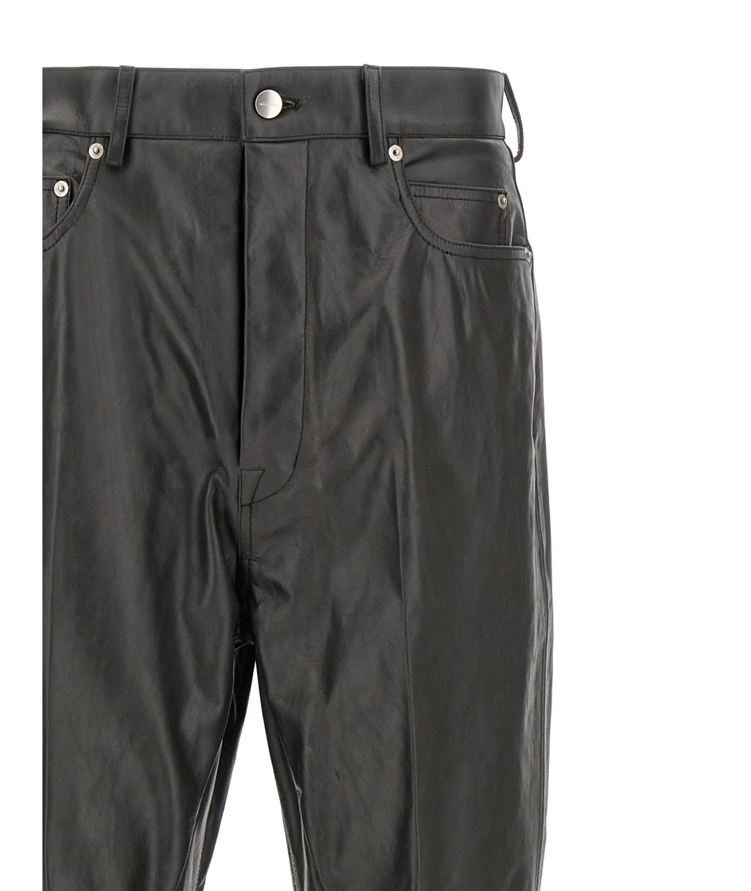 RICK OWENS Черные кожаные повседневные брюки, фото 3