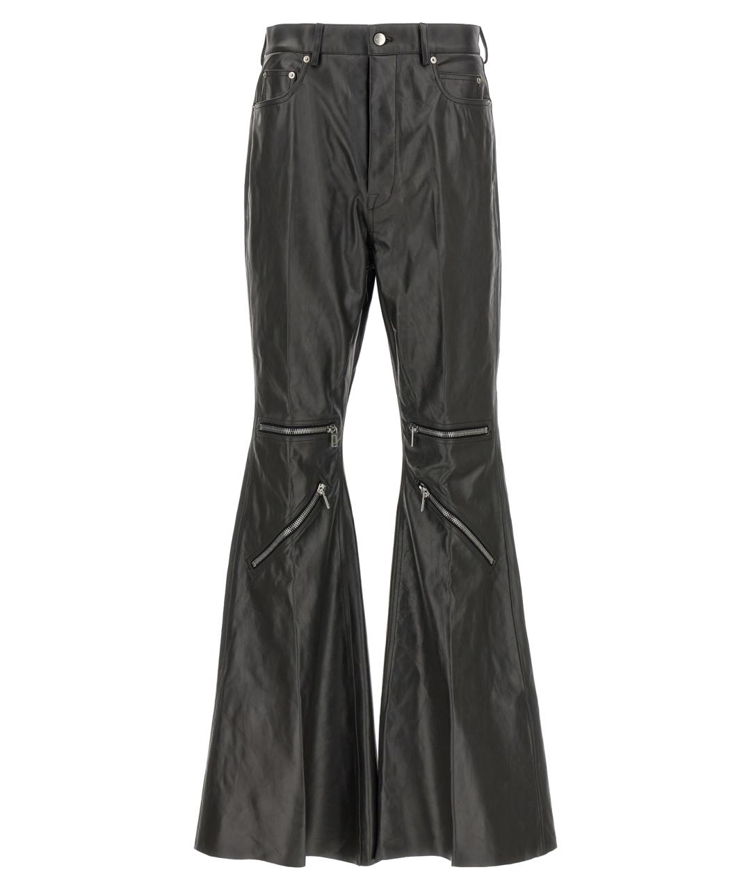 RICK OWENS Черные кожаные повседневные брюки, фото 1