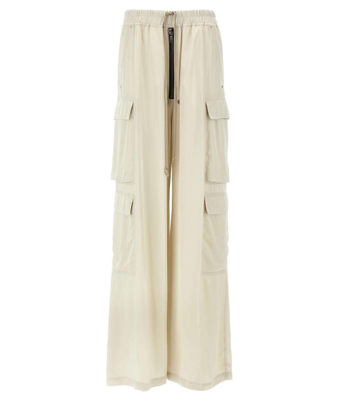 RICK OWENS Бежевые ацетатные повседневные брюки, фото 1