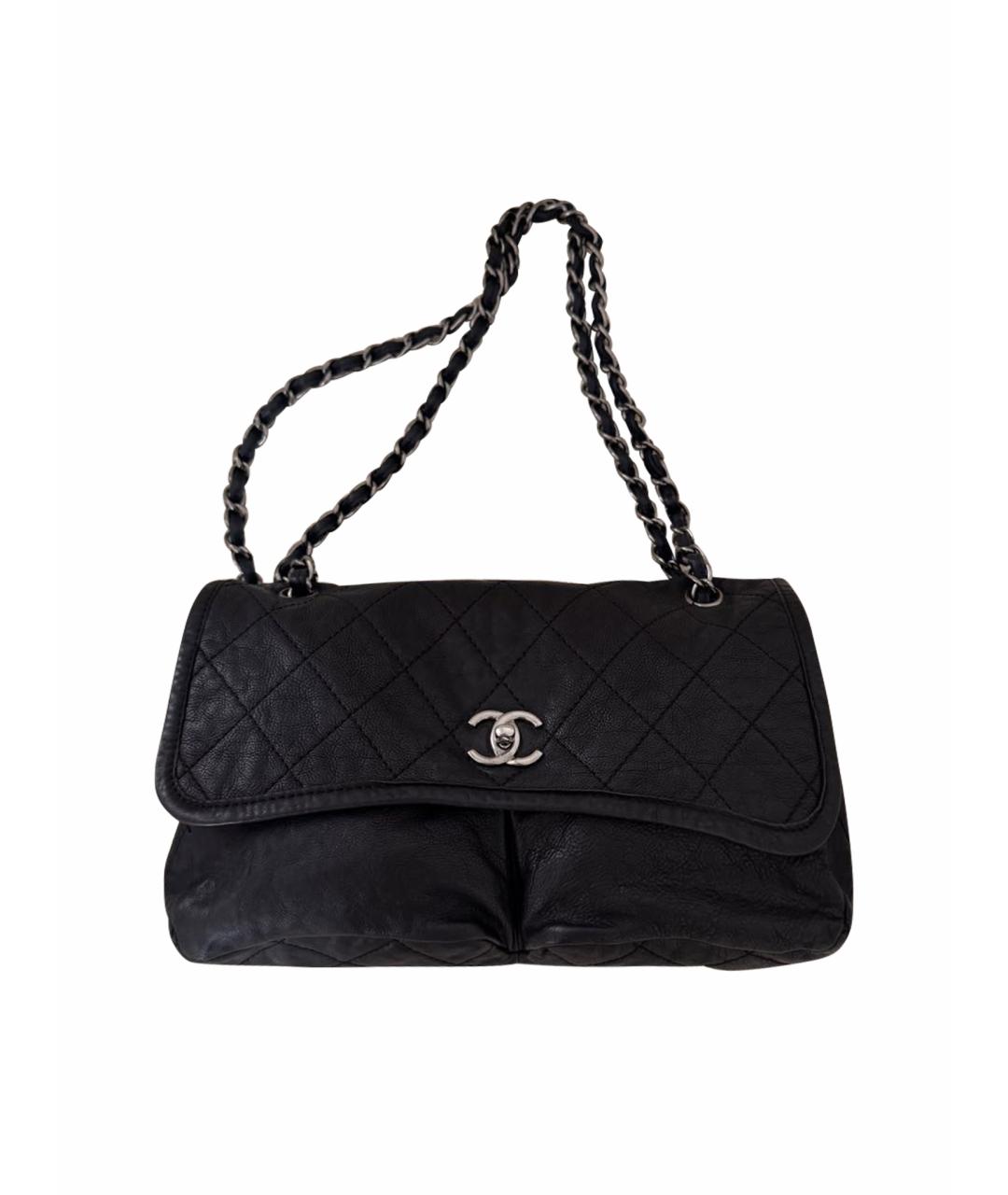 CHANEL Черная кожаная сумка с короткими ручками, фото 1