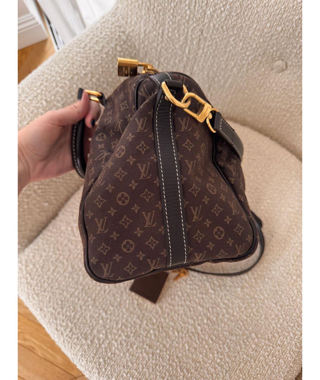 LOUIS VUITTON Коричневая тканевая сумка с короткими ручками, фото 2