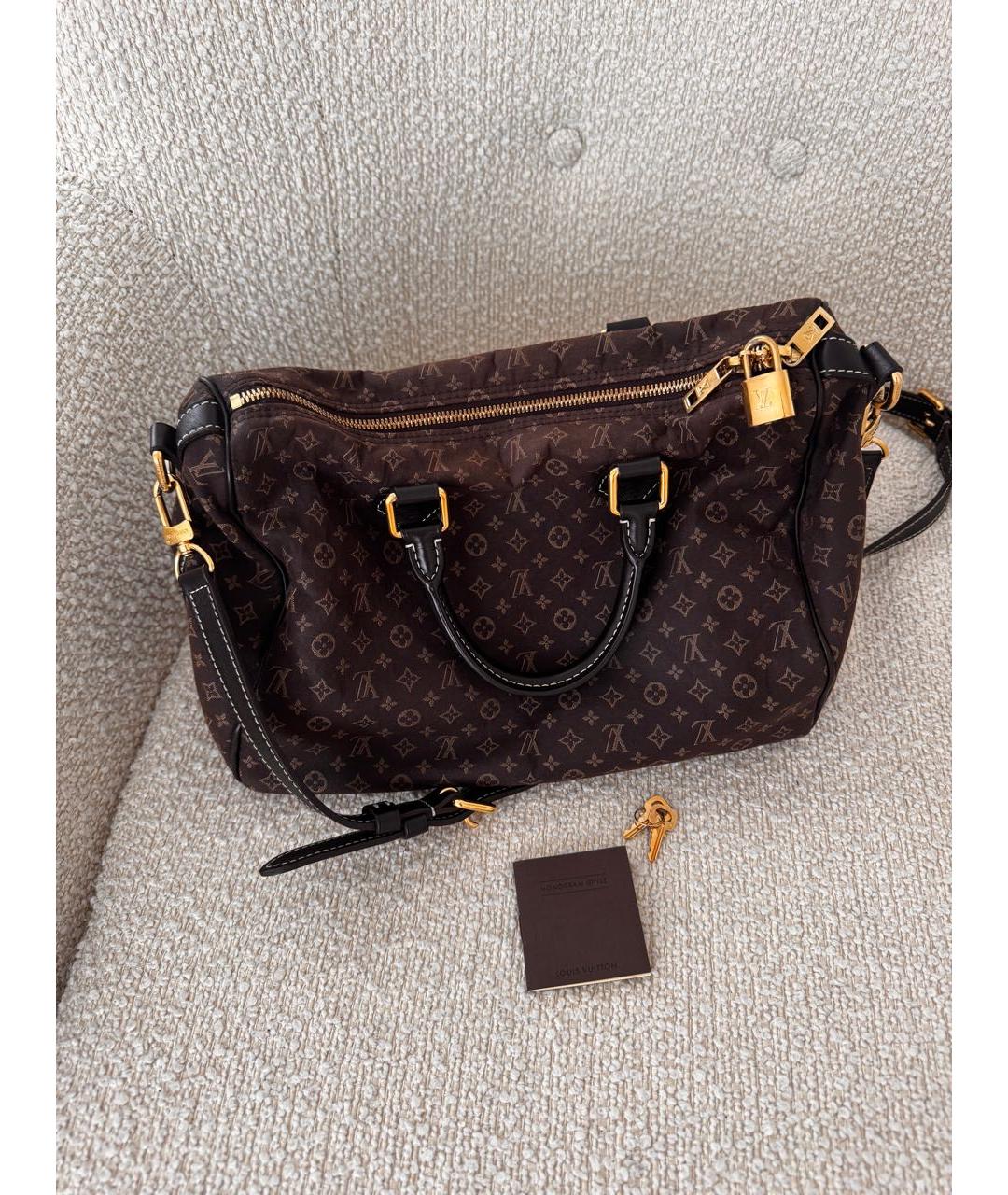 LOUIS VUITTON Коричневая тканевая сумка с короткими ручками, фото 9