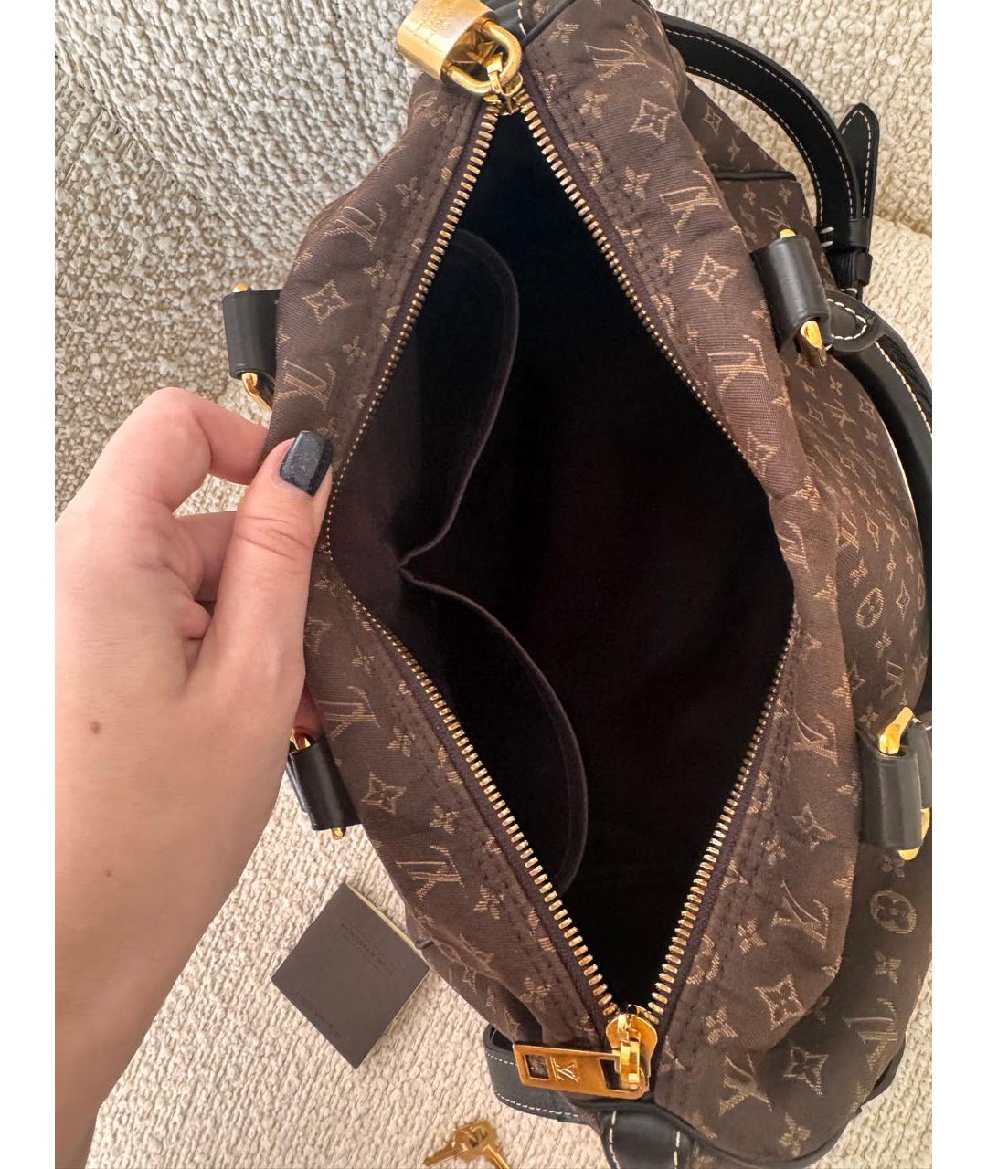 LOUIS VUITTON Коричневая тканевая сумка с короткими ручками, фото 4