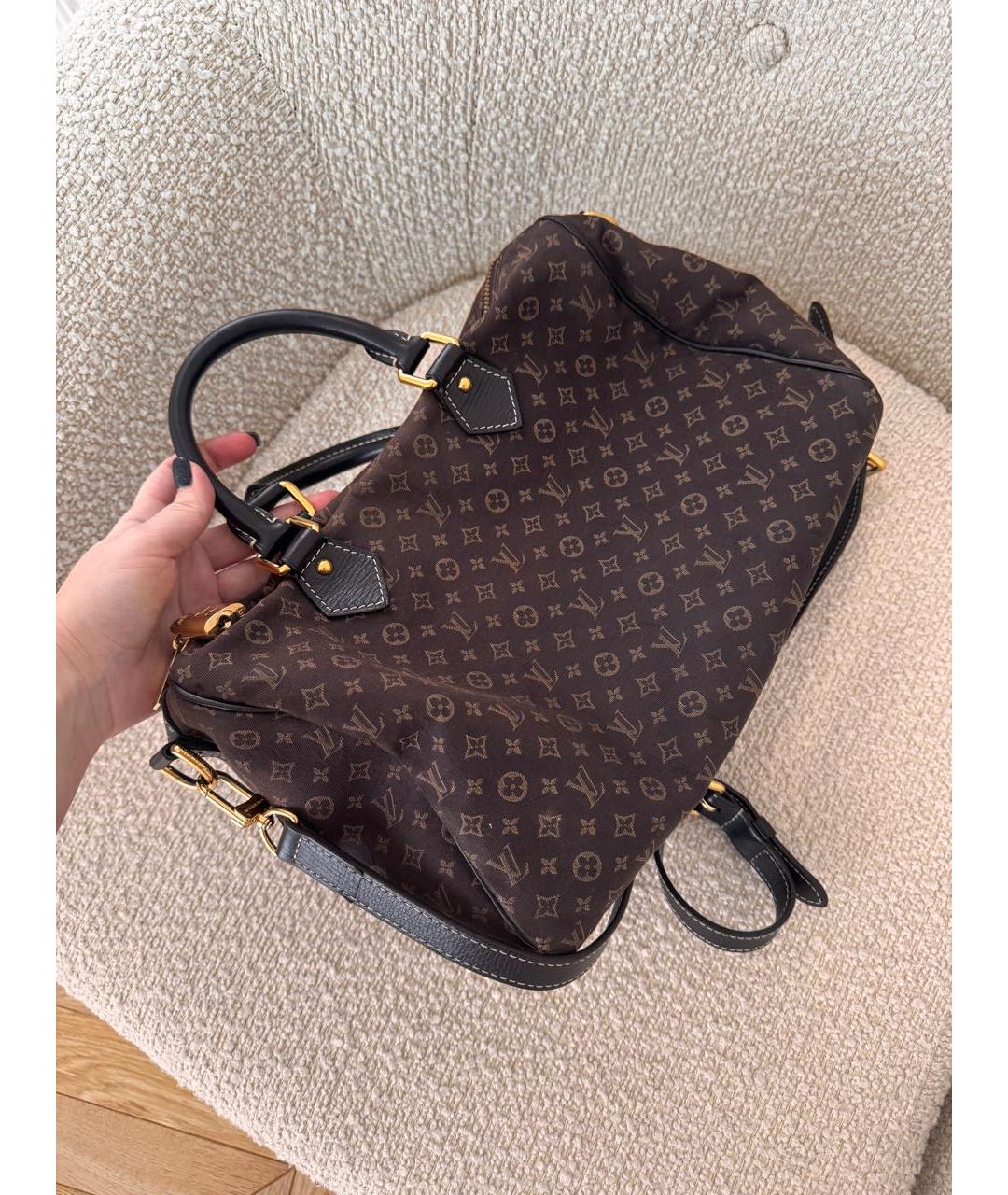 LOUIS VUITTON Коричневая тканевая сумка с короткими ручками, фото 3