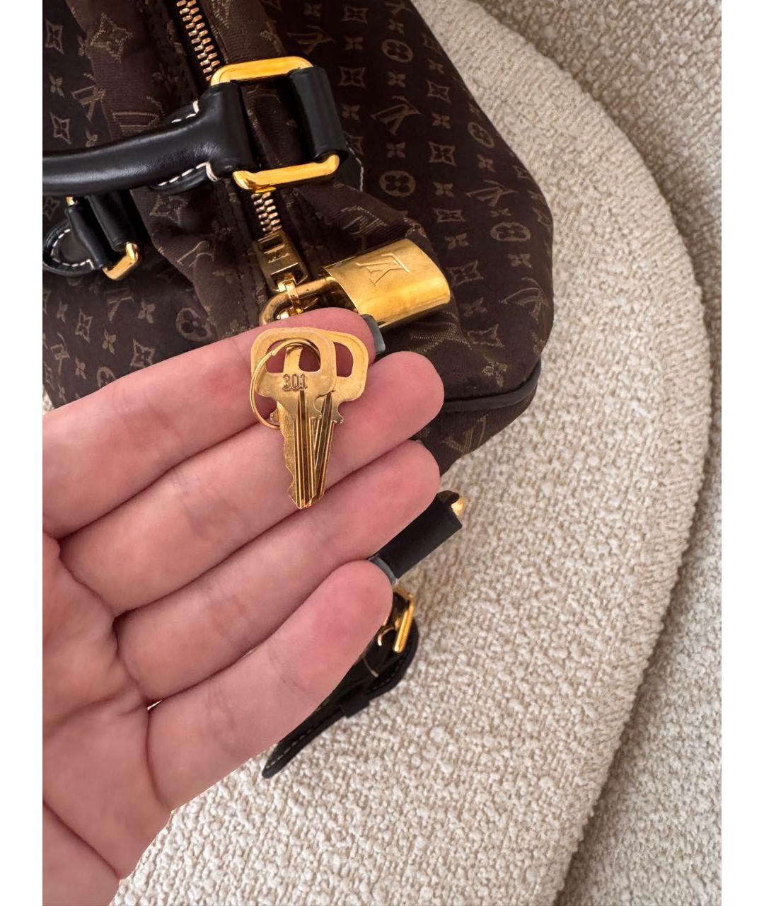 LOUIS VUITTON Коричневая тканевая сумка с короткими ручками, фото 7