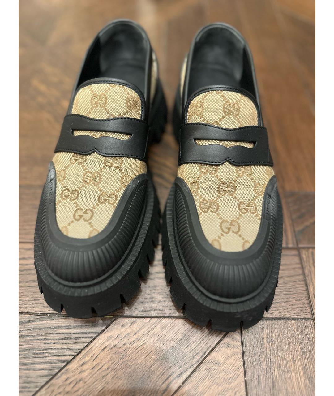 GUCCI Бежевые текстильные лоферы, фото 2