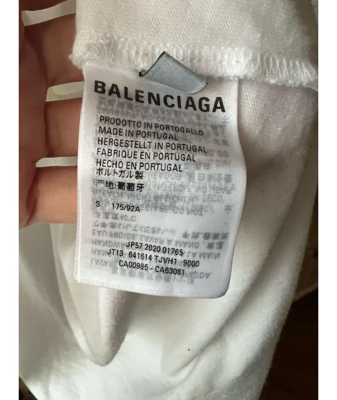 BALENCIAGA Белая хлопковая футболка, фото 4