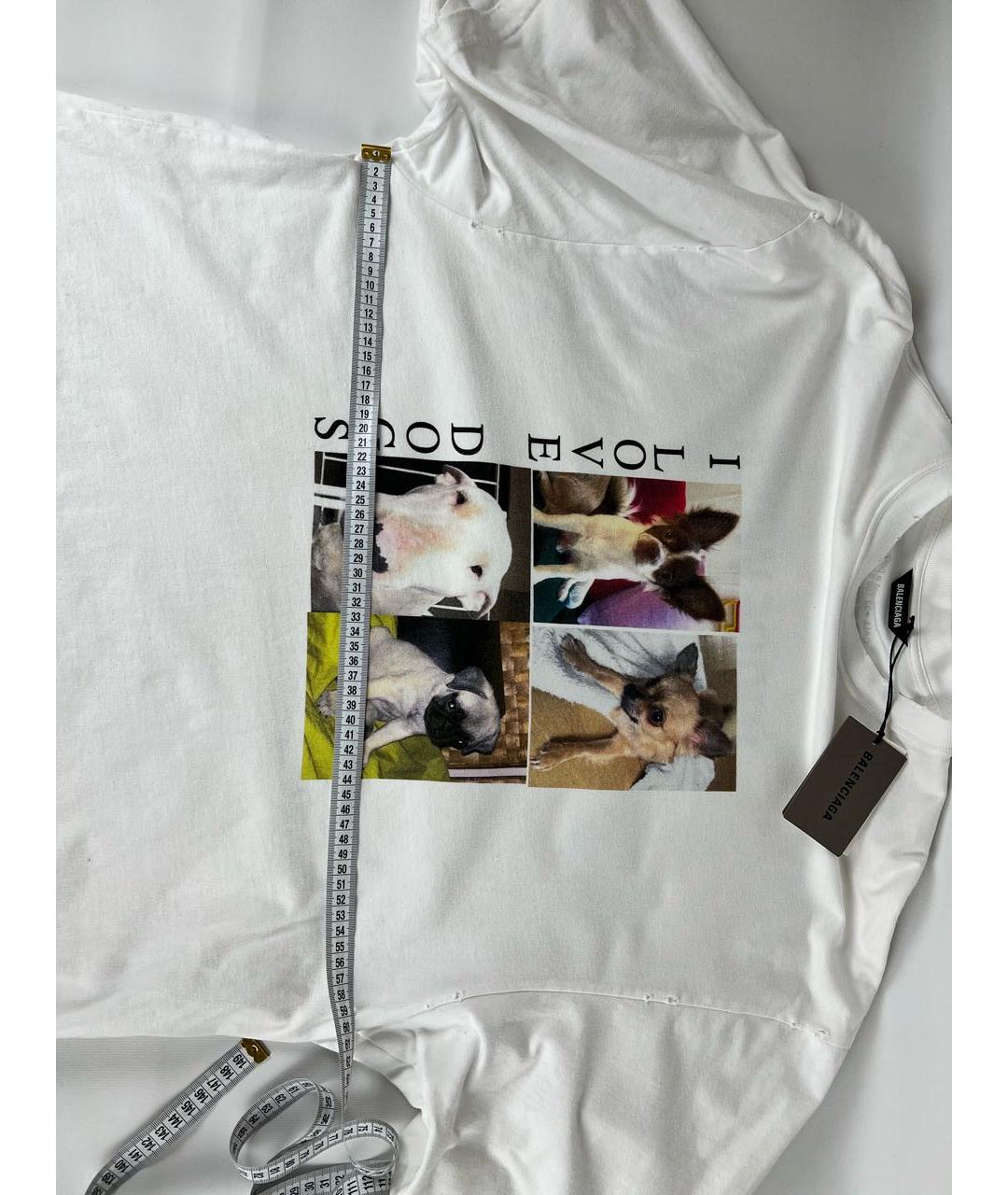 BALENCIAGA Белая хлопковая футболка, фото 8