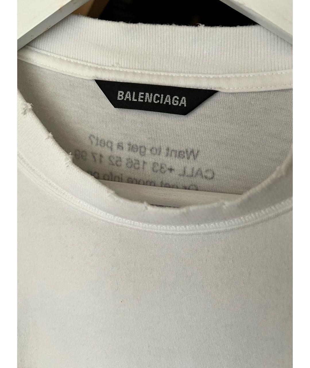 BALENCIAGA Белая хлопковая футболка, фото 3