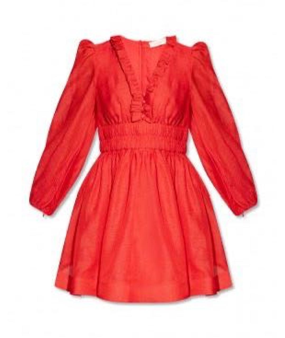 ZIMMERMANN Красное льняное повседневное платье, фото 1
