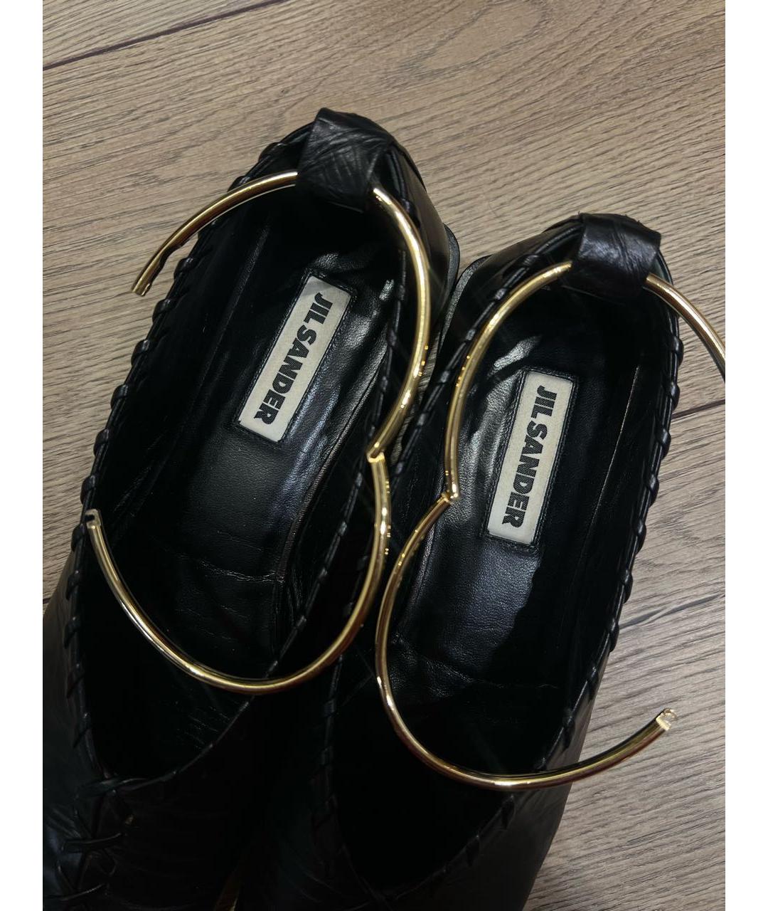 JIL SANDER Черные кожаные балетки, фото 4