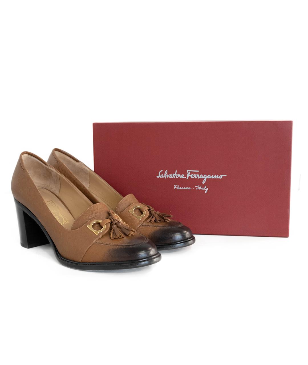 FERRAGAMO Коричневые кожаные туфли, фото 6