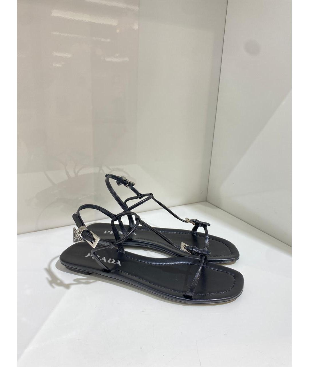 PRADA Черные кожаные сандалии, фото 2