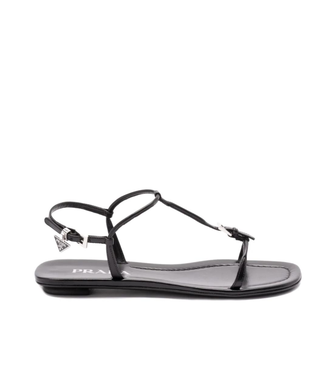 PRADA Черные кожаные сандалии, фото 1