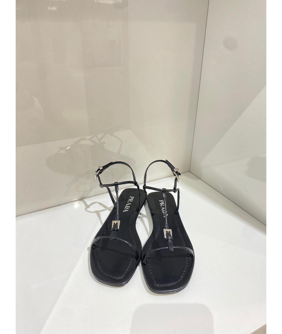 PRADA Черные кожаные сандалии, фото 3