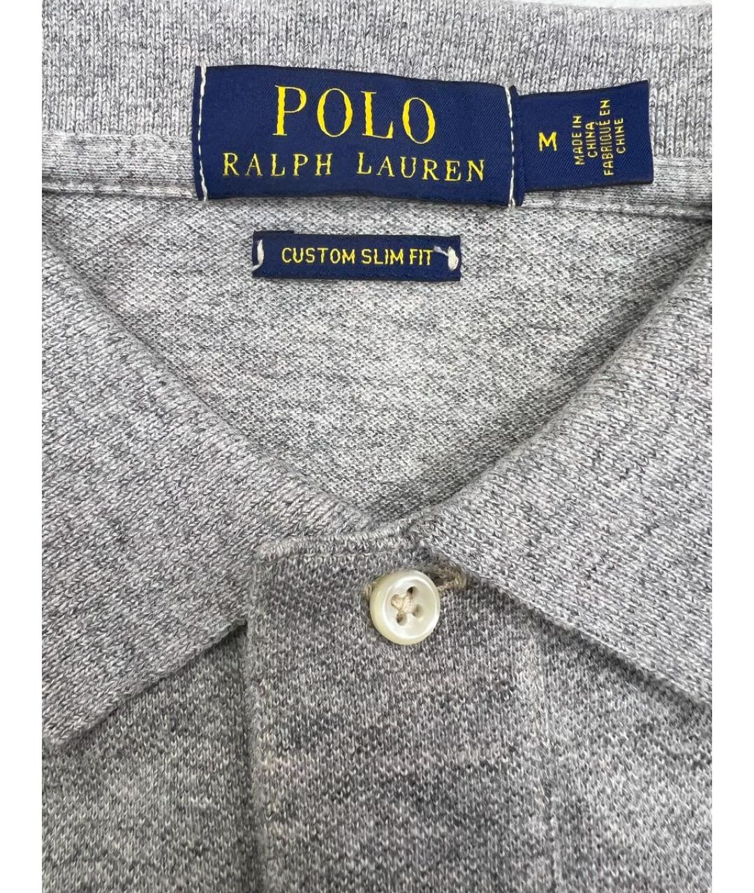 POLO RALPH LAUREN Серое хлопковое поло с коротким рукавом, фото 3