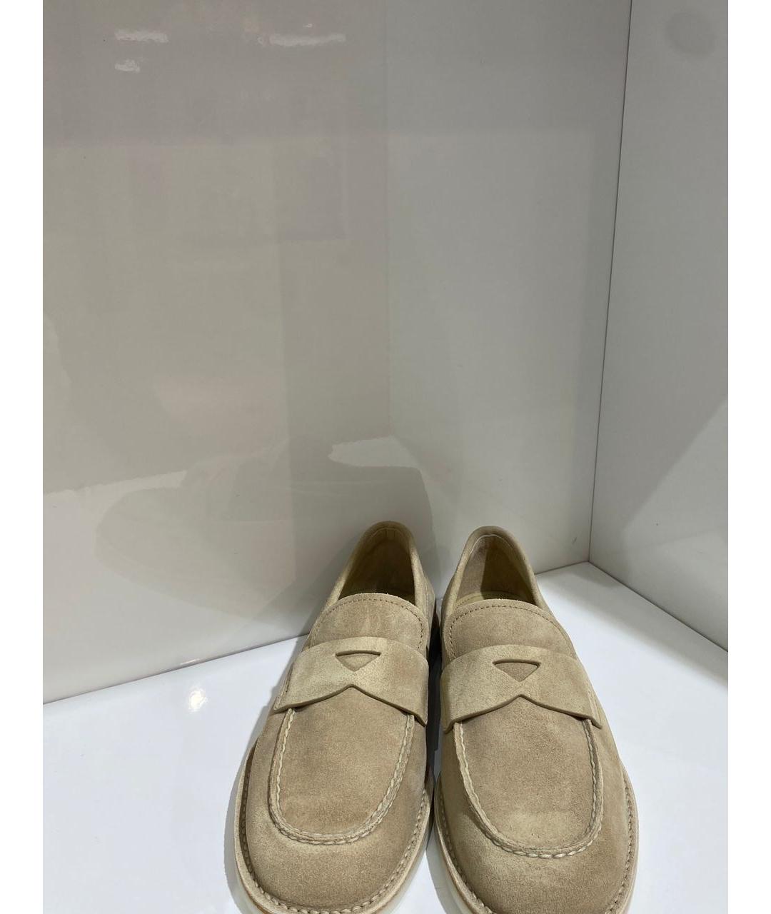 PRADA Бежевые кожаные лоферы, фото 3