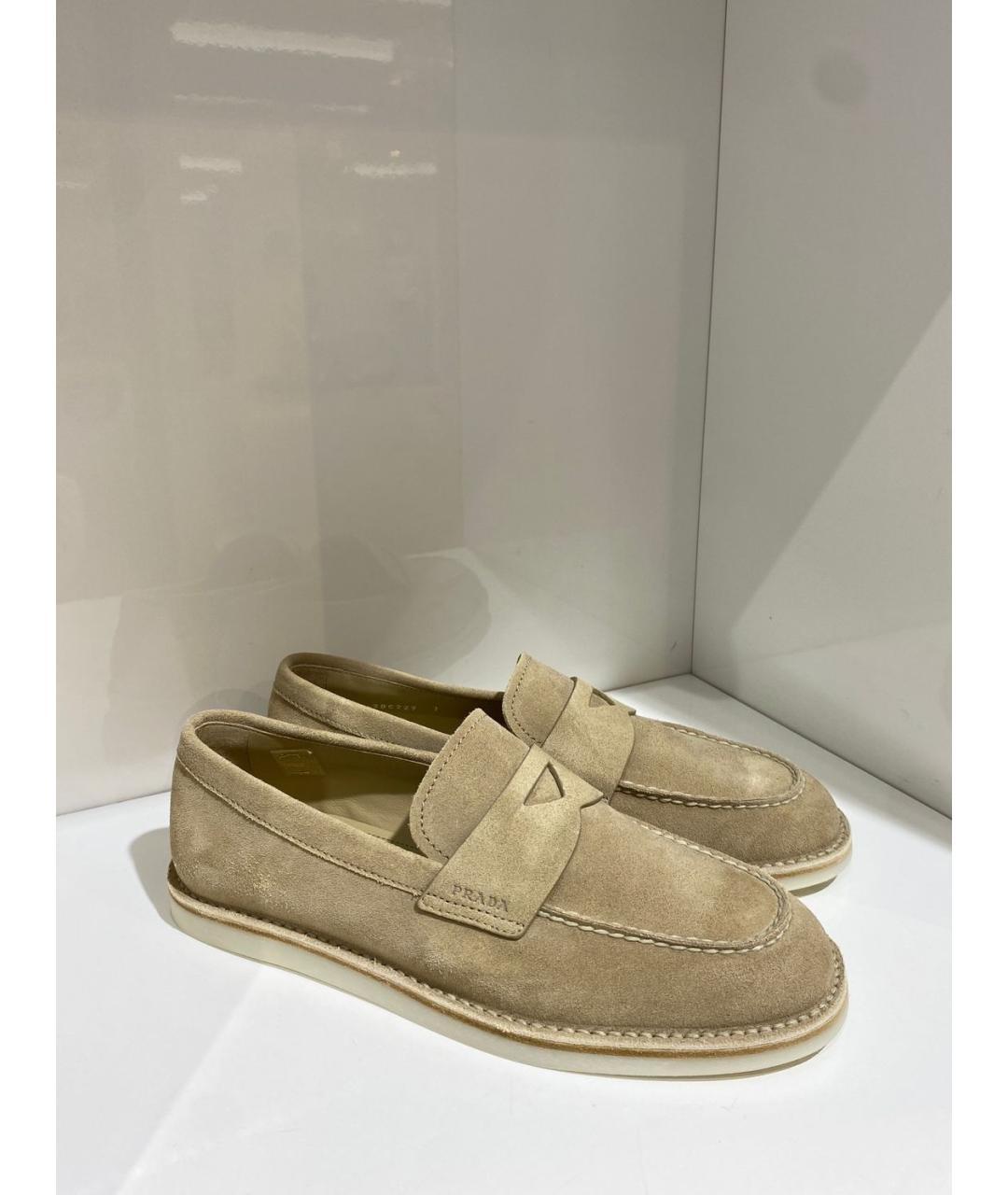 PRADA Бежевые кожаные лоферы, фото 2