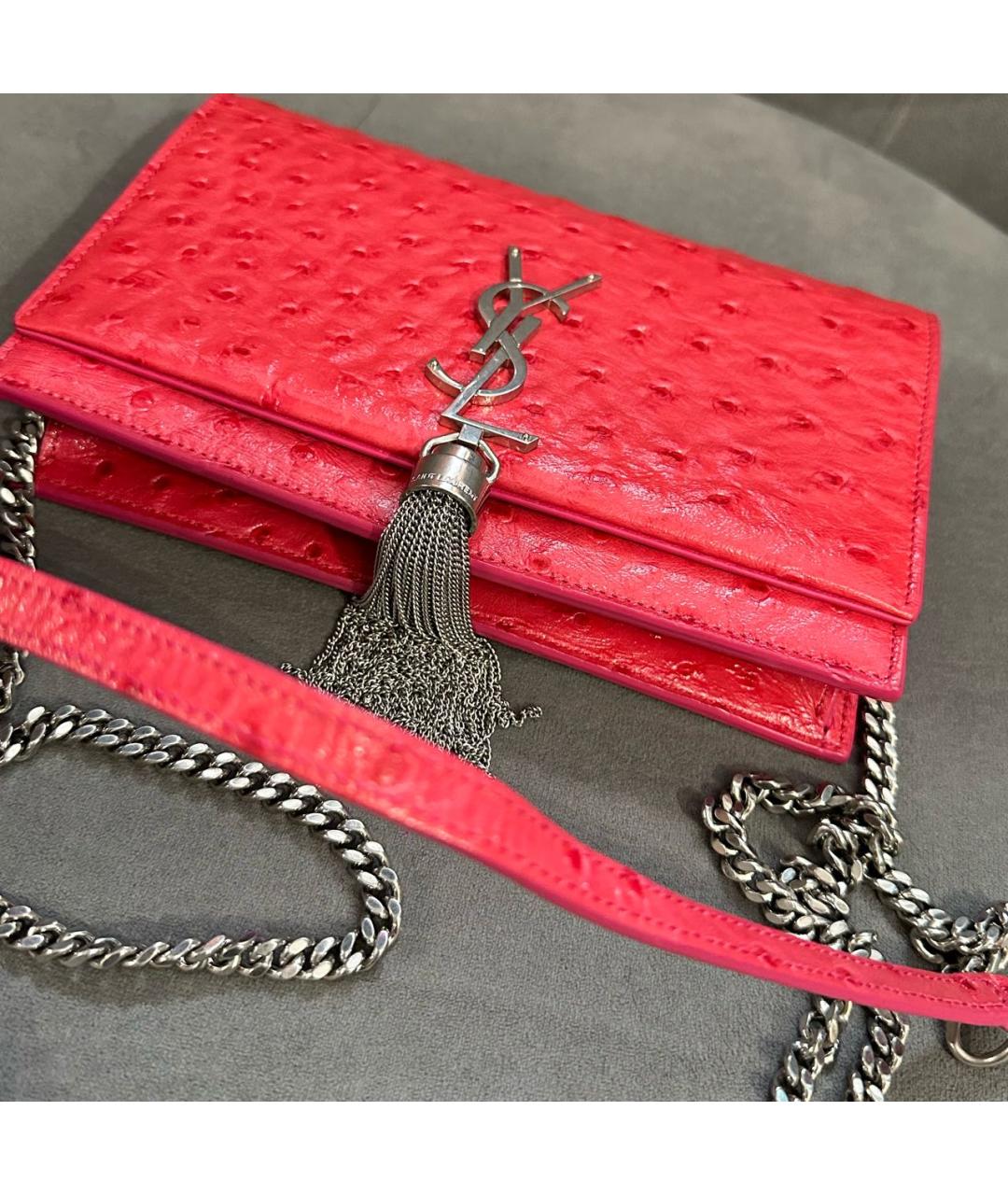 SAINT LAURENT Розовая кожаная сумка через плечо, фото 5