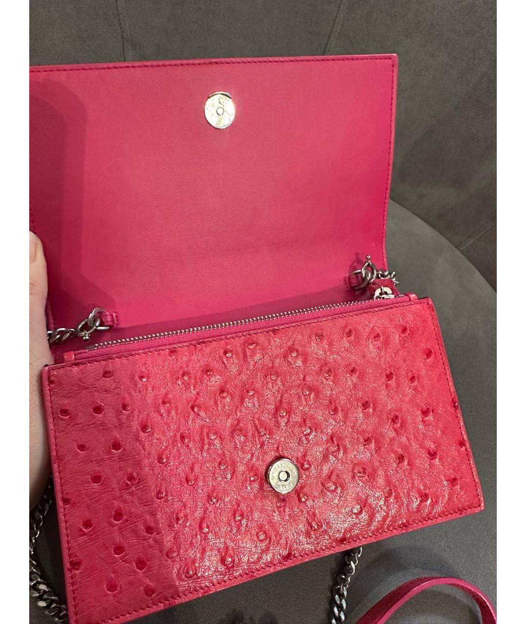 SAINT LAURENT Розовая кожаная сумка через плечо, фото 4