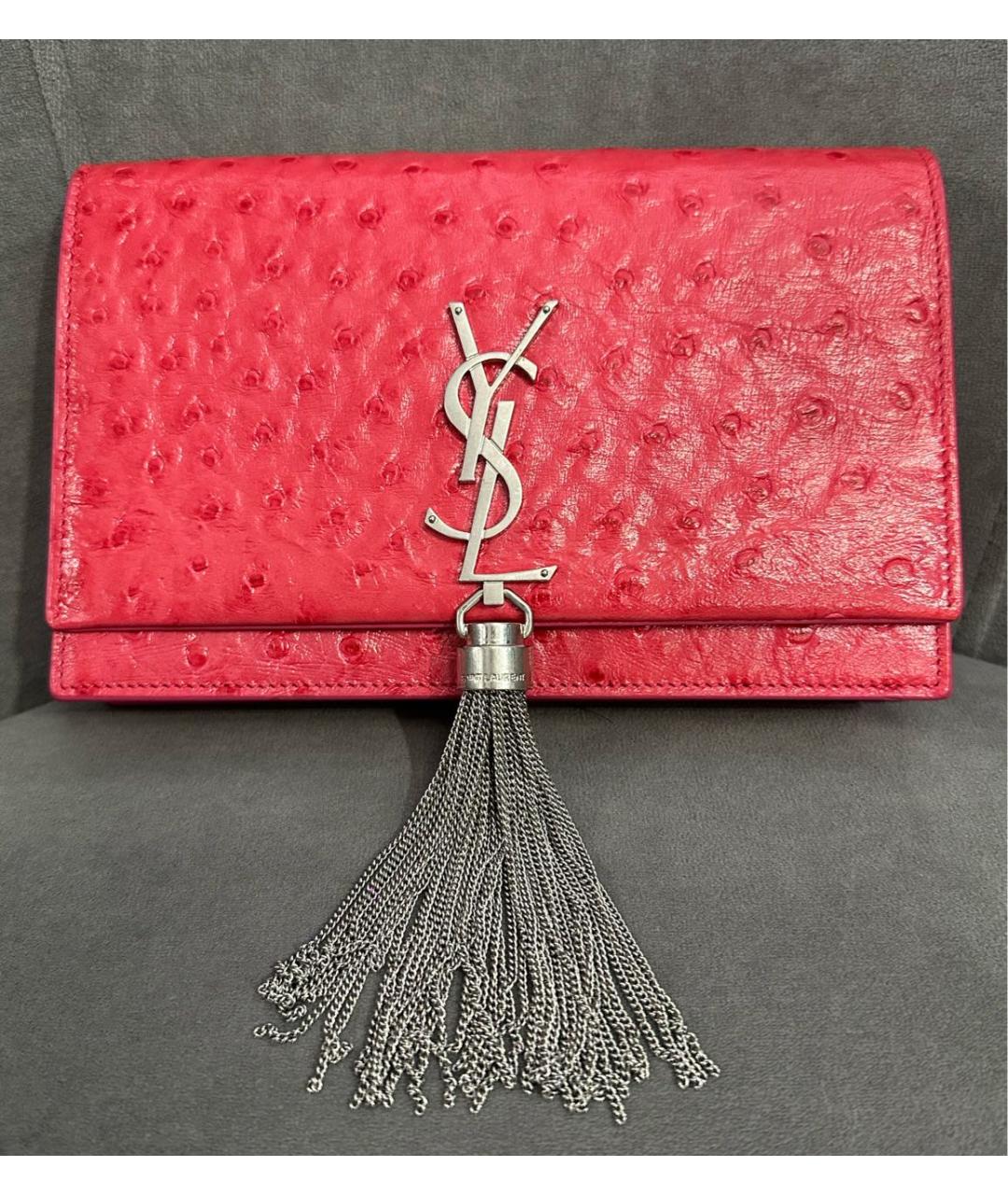 SAINT LAURENT Розовая кожаная сумка через плечо, фото 6