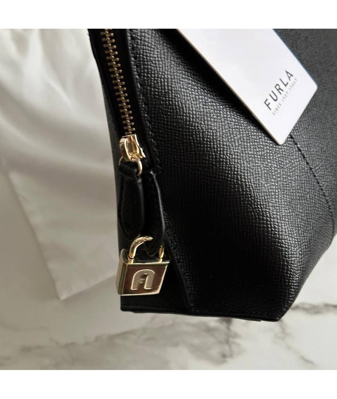 FURLA Черная кожаная сумка через плечо, фото 5