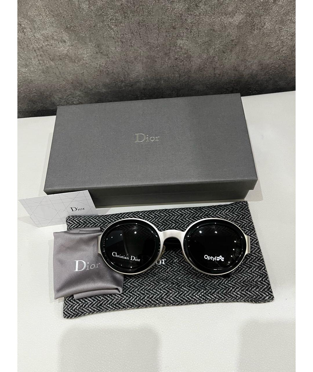 CHRISTIAN DIOR Черные металлические солнцезащитные очки, фото 4