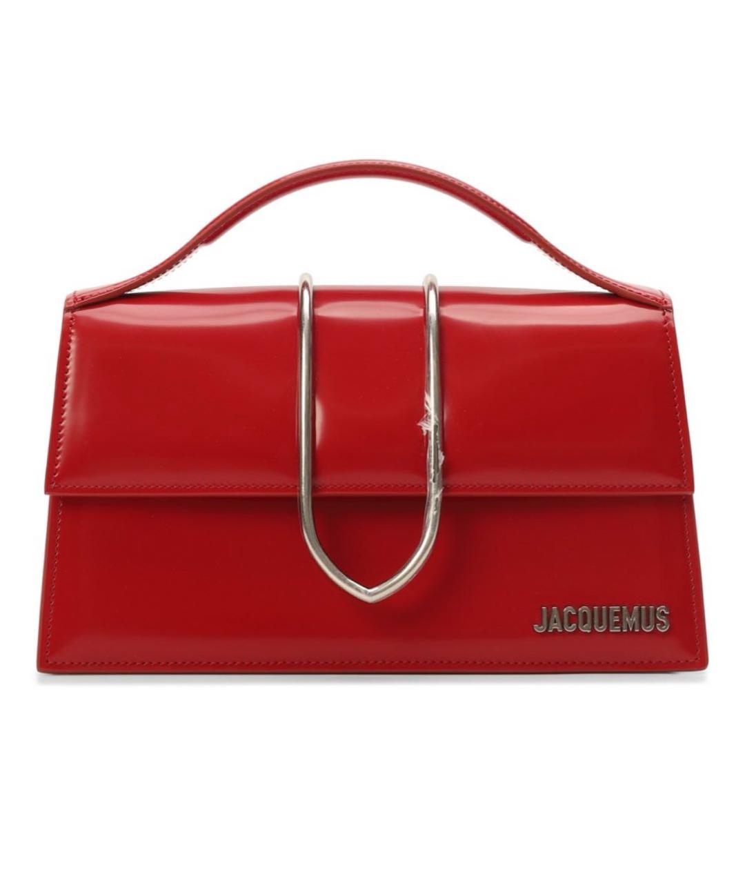 JACQUEMUS Красная сумка с короткими ручками из лакированной кожи, фото 1