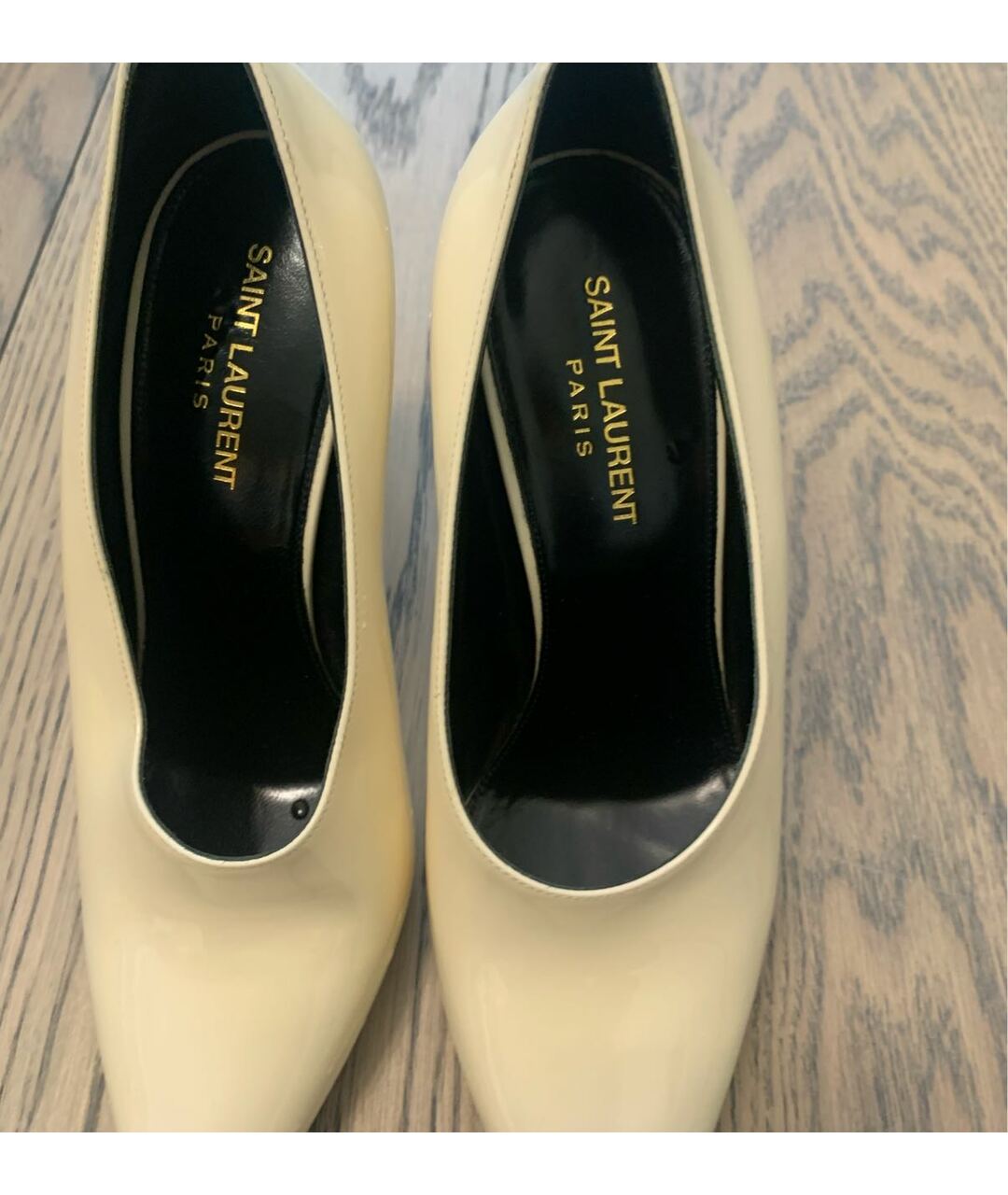 SAINT LAURENT Бежевые туфли из лакированной кожи, фото 8