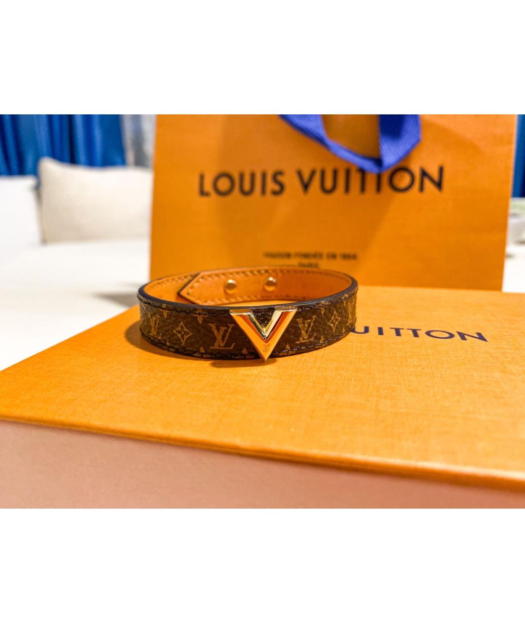 LOUIS VUITTON Коричневый кожаный браслет, фото 2