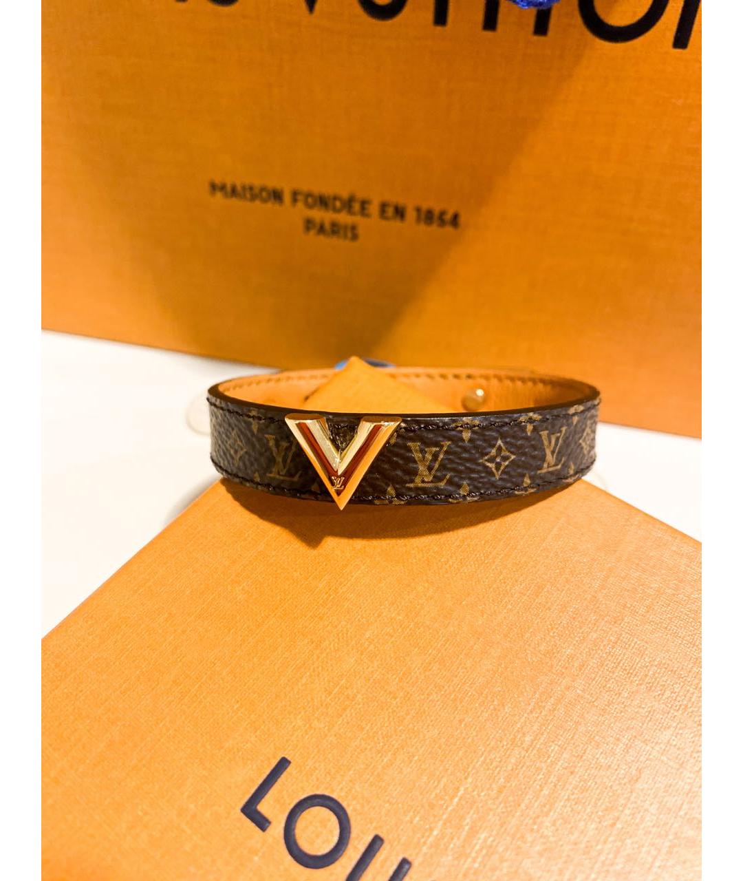 LOUIS VUITTON Коричневый кожаный браслет, фото 7