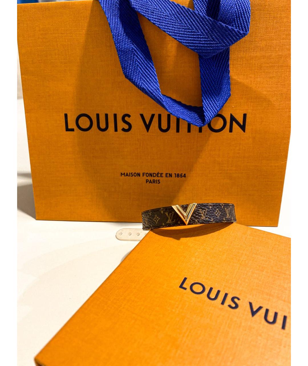 LOUIS VUITTON Коричневый кожаный браслет, фото 8
