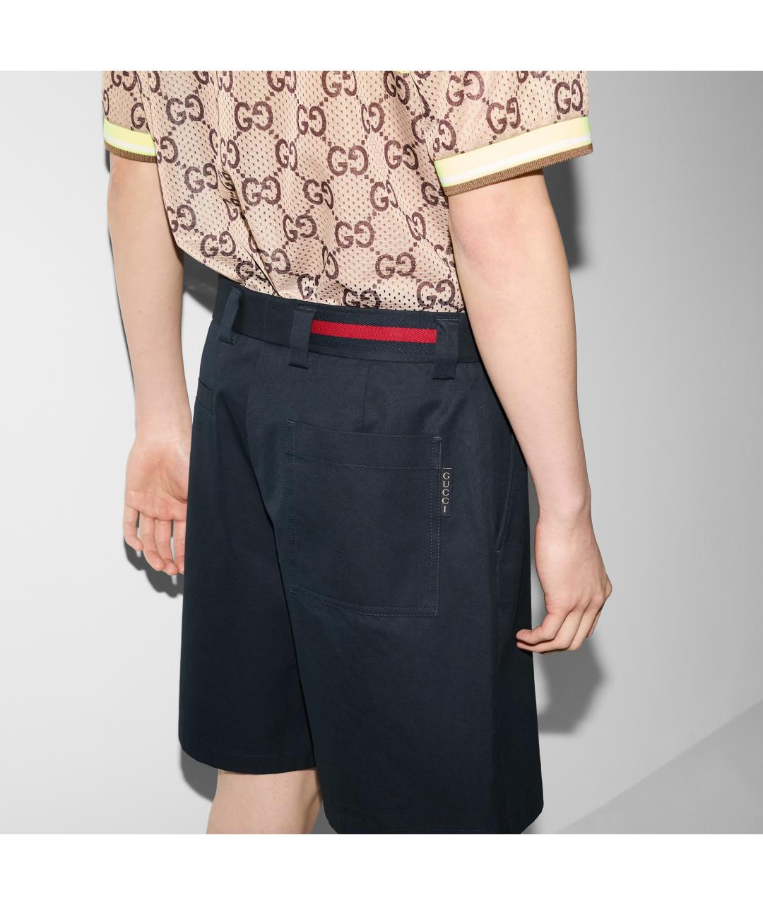 GUCCI Темно-синие хлопковые шорты, фото 4