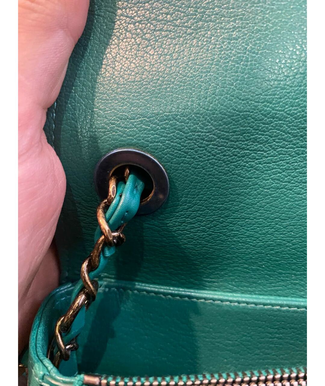 CHANEL PRE-OWNED Зеленая кожаная сумка тоут, фото 4