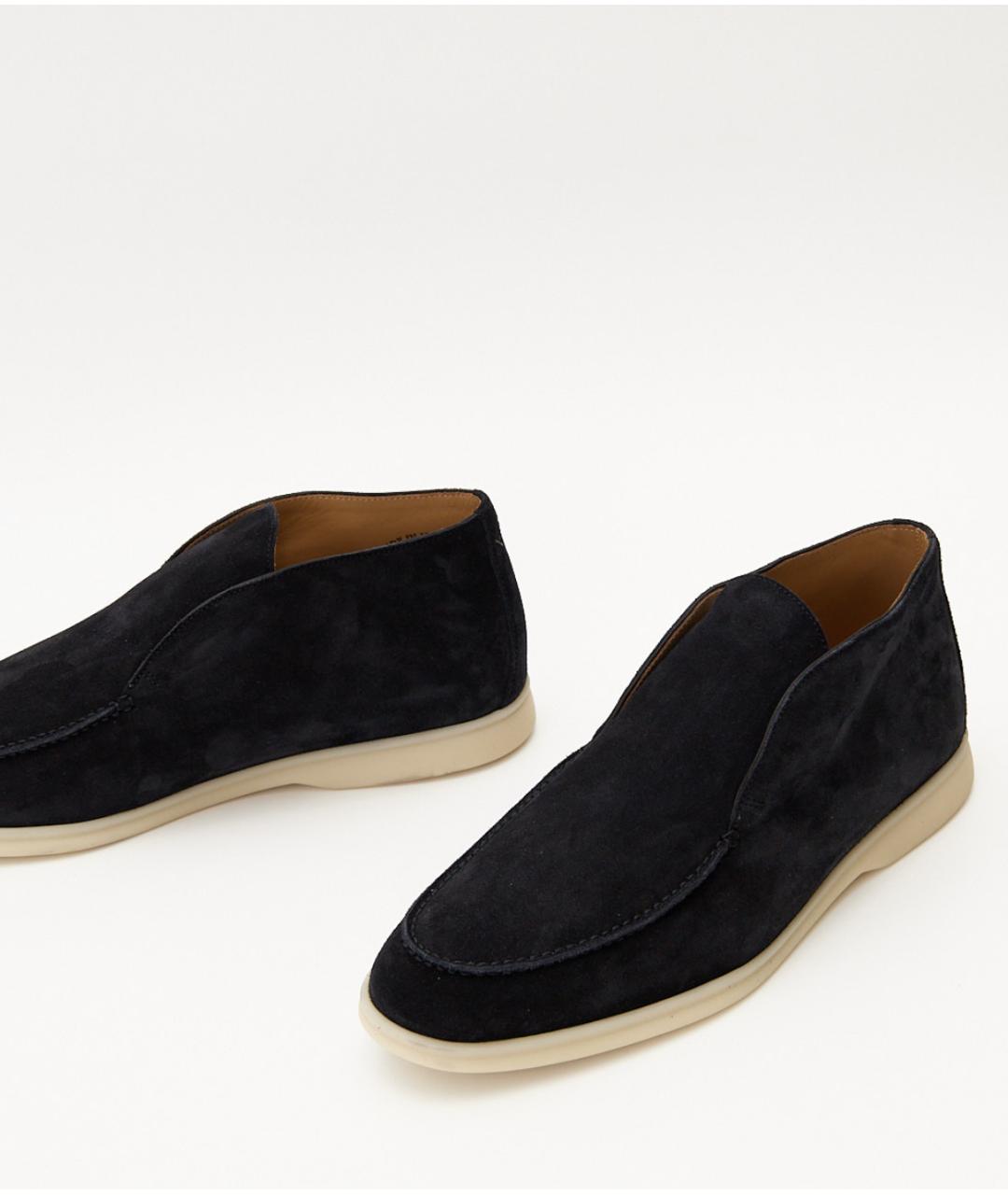 LORO PIANA Темно-синие замшевые лоферы, фото 3