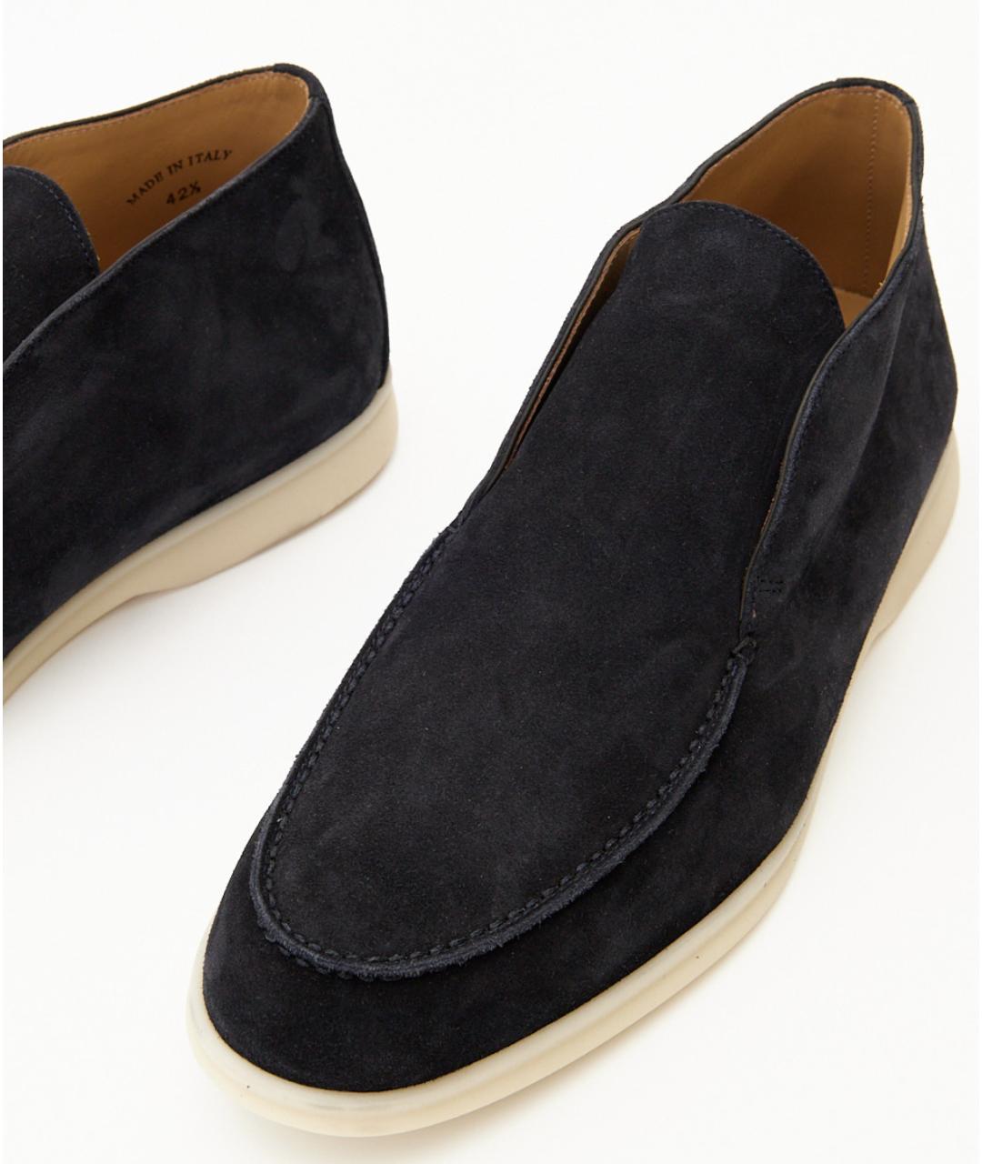 LORO PIANA Темно-синие замшевые лоферы, фото 4