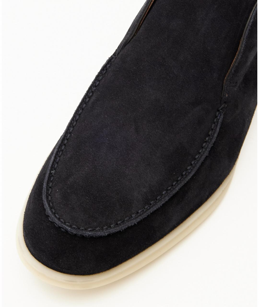 LORO PIANA Темно-синие замшевые лоферы, фото 5