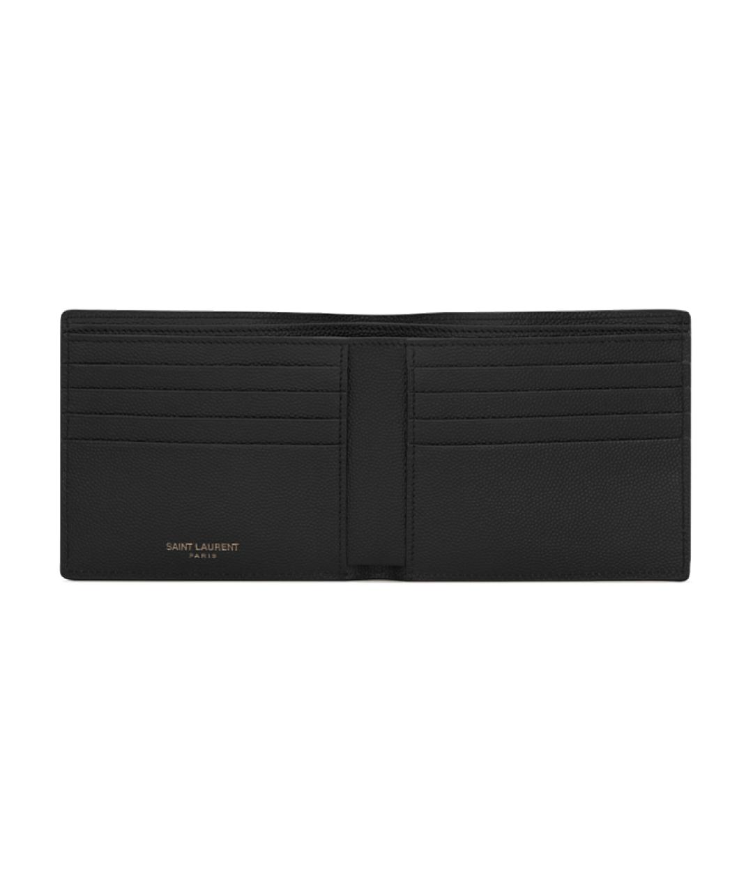 SAINT LAURENT Черный кожаный кошелек, фото 4