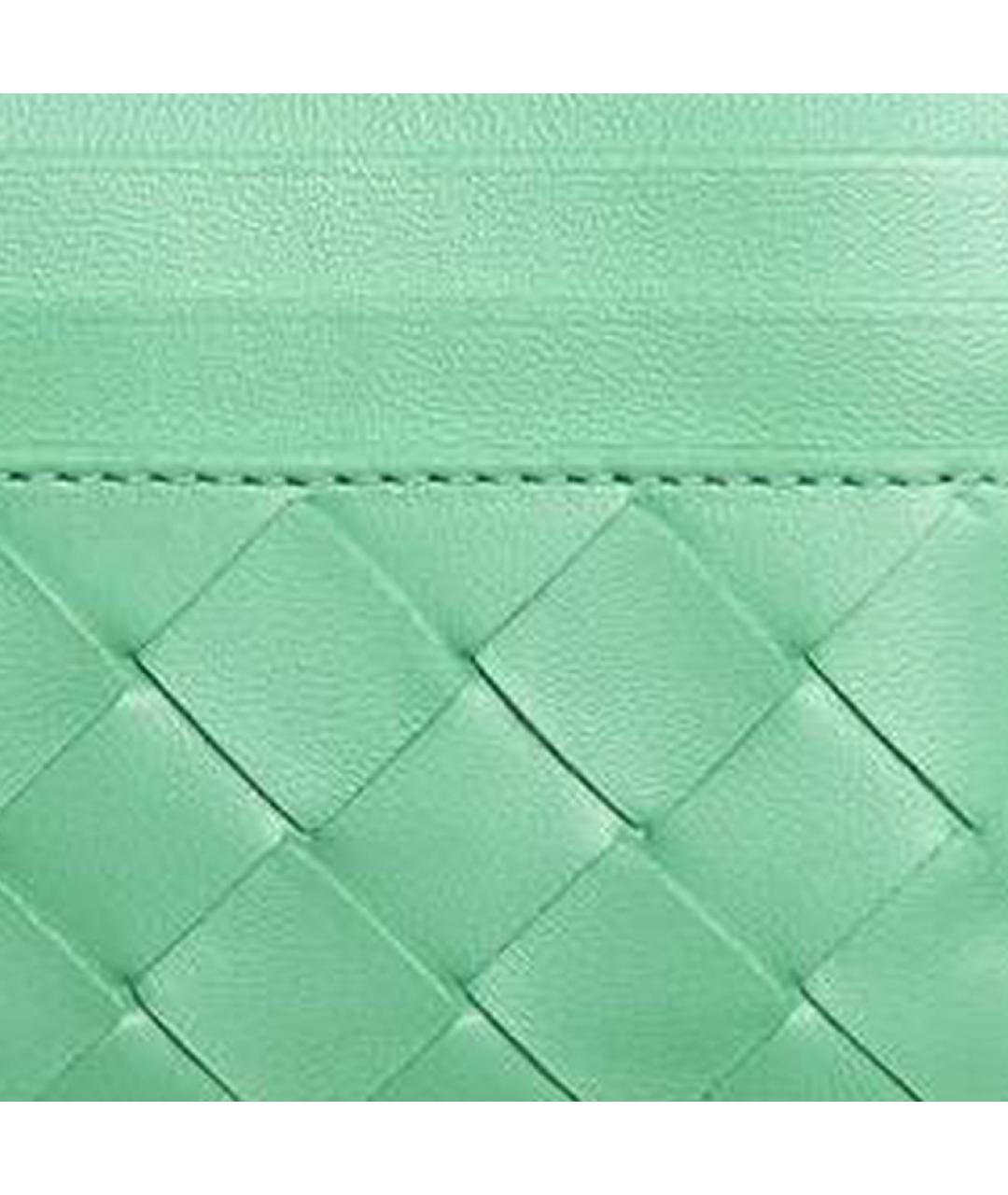 BOTTEGA VENETA Салатовый кожаный кошелек, фото 4