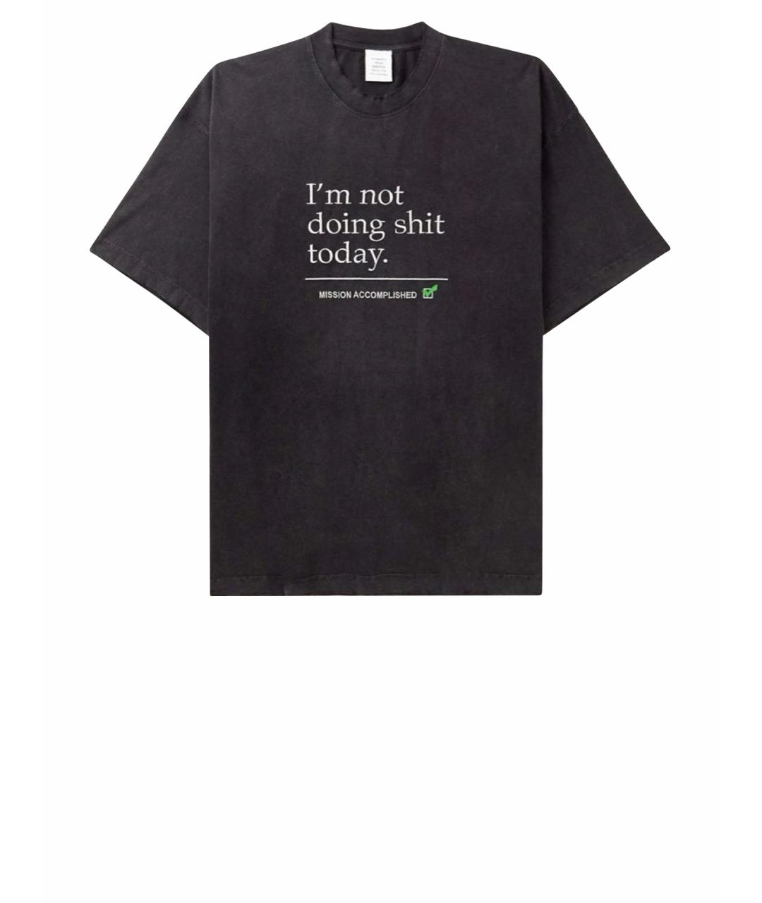 VETEMENTS Черная хлопковая футболка, фото 1