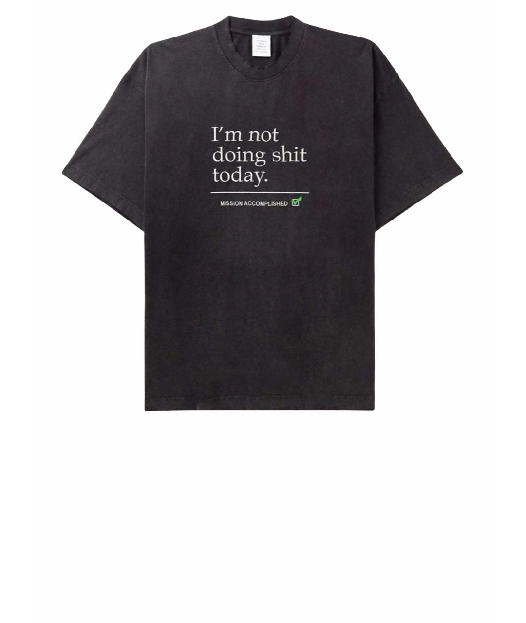 VETEMENTS Черная хлопковая футболка, фото 6