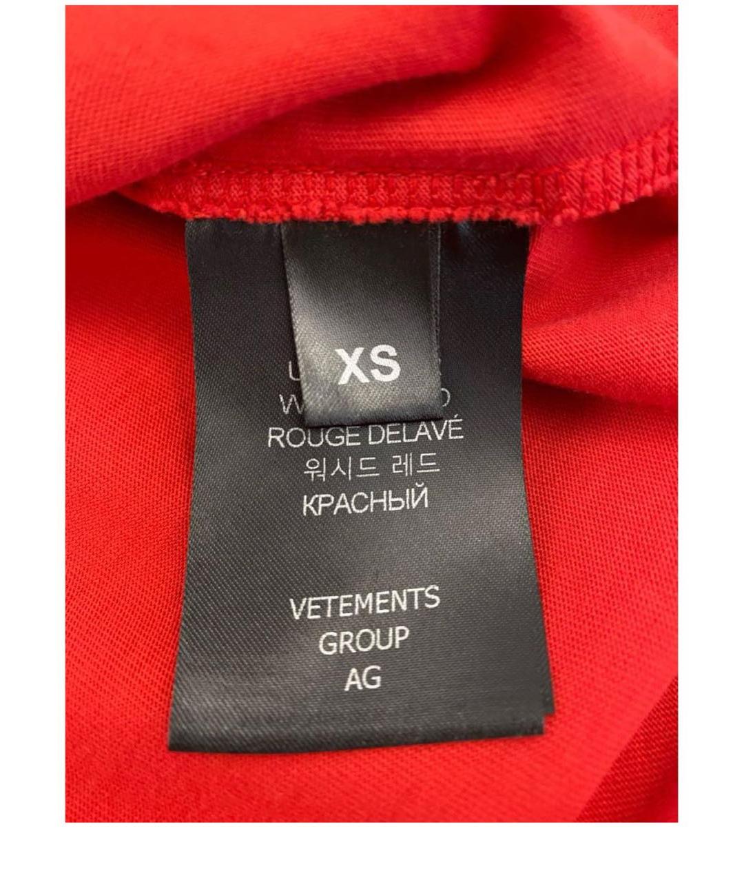 VETEMENTS Коралловая хлопковая футболка, фото 4