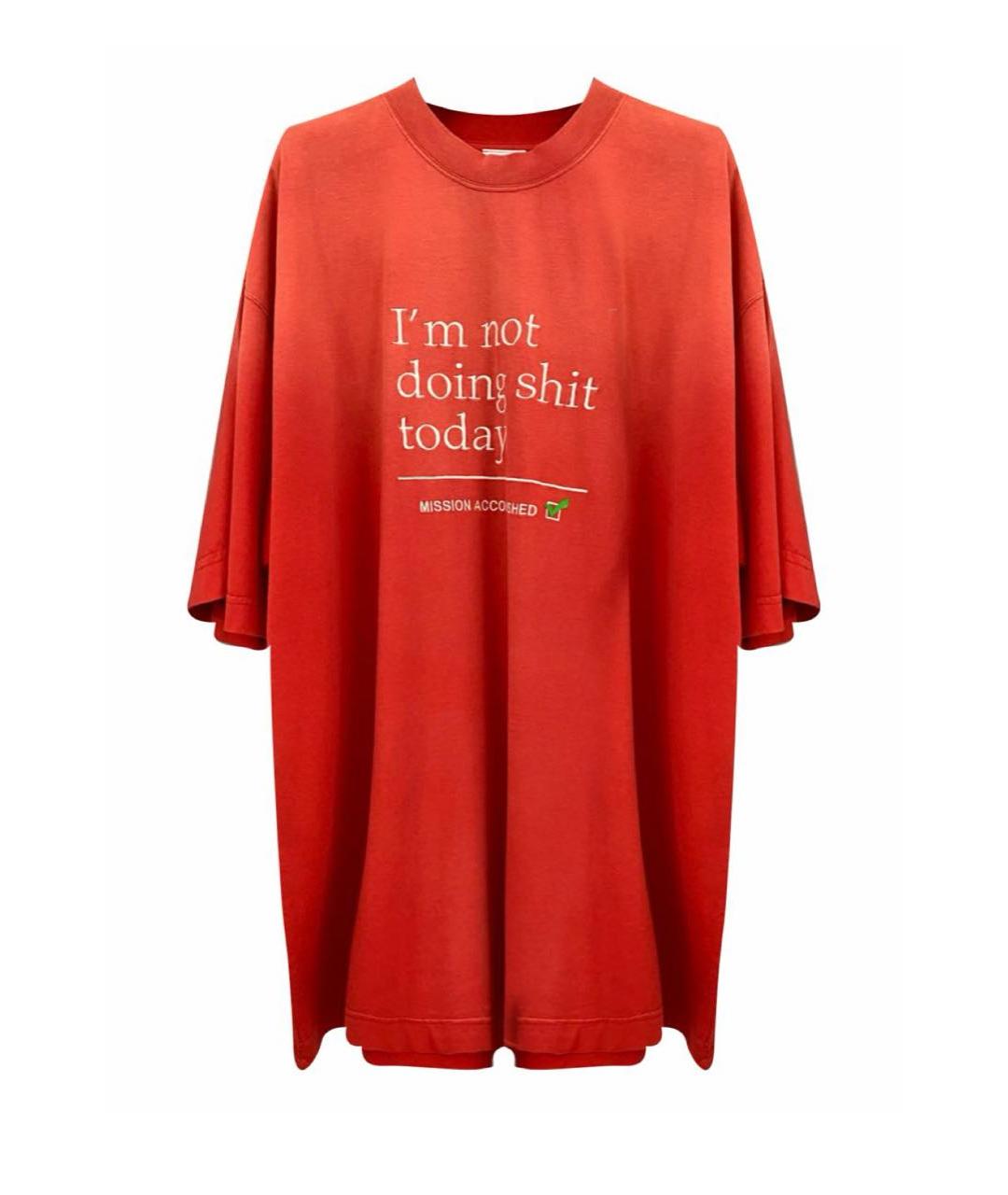 VETEMENTS Коралловая хлопковая футболка, фото 5