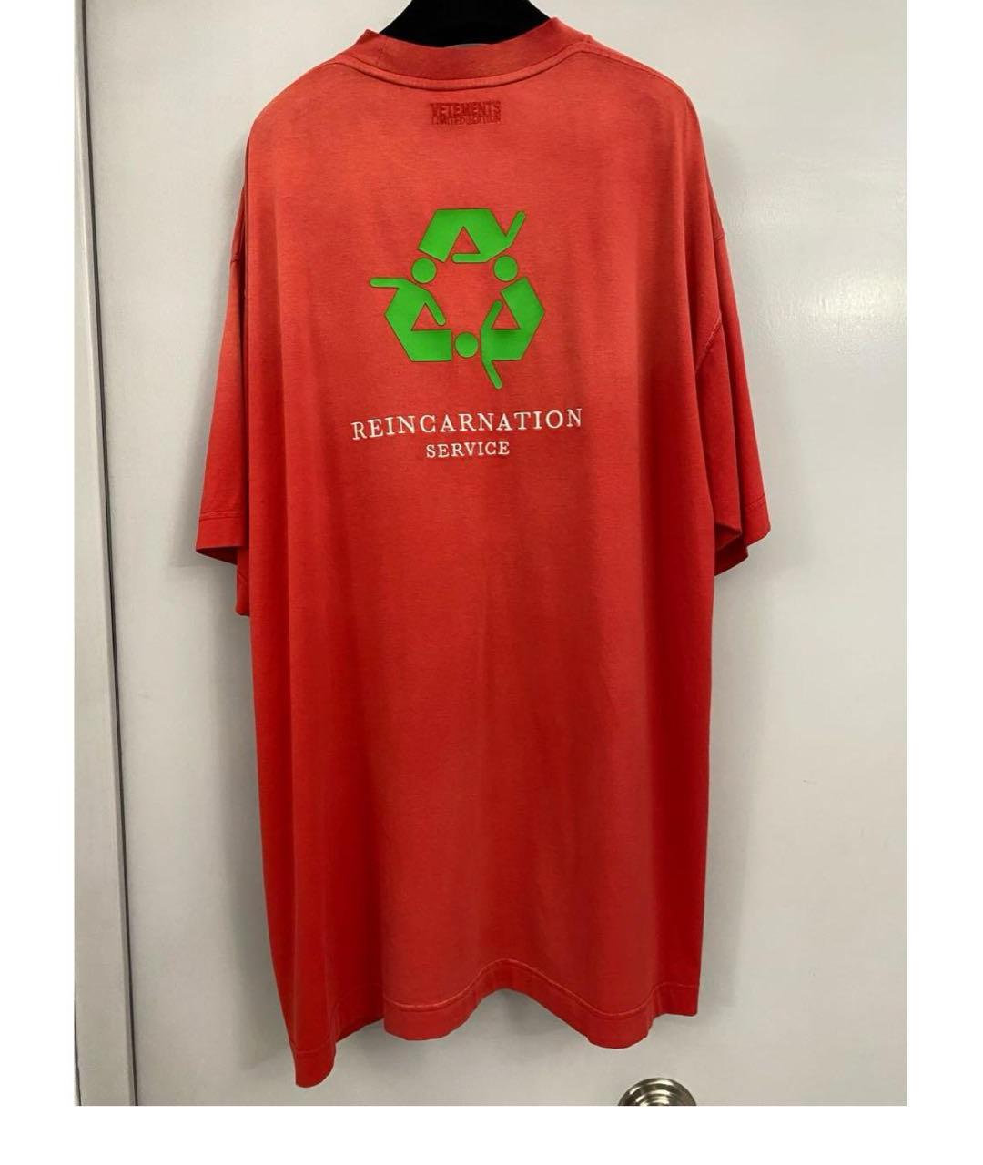 VETEMENTS Коралловая хлопковая футболка, фото 2