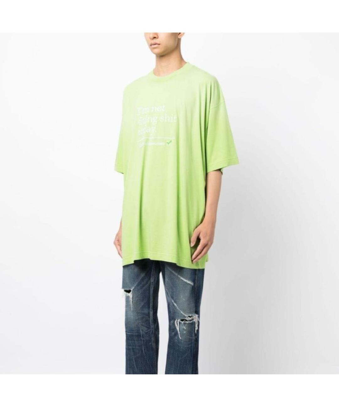 VETEMENTS Салатовая хлопковая футболка, фото 2