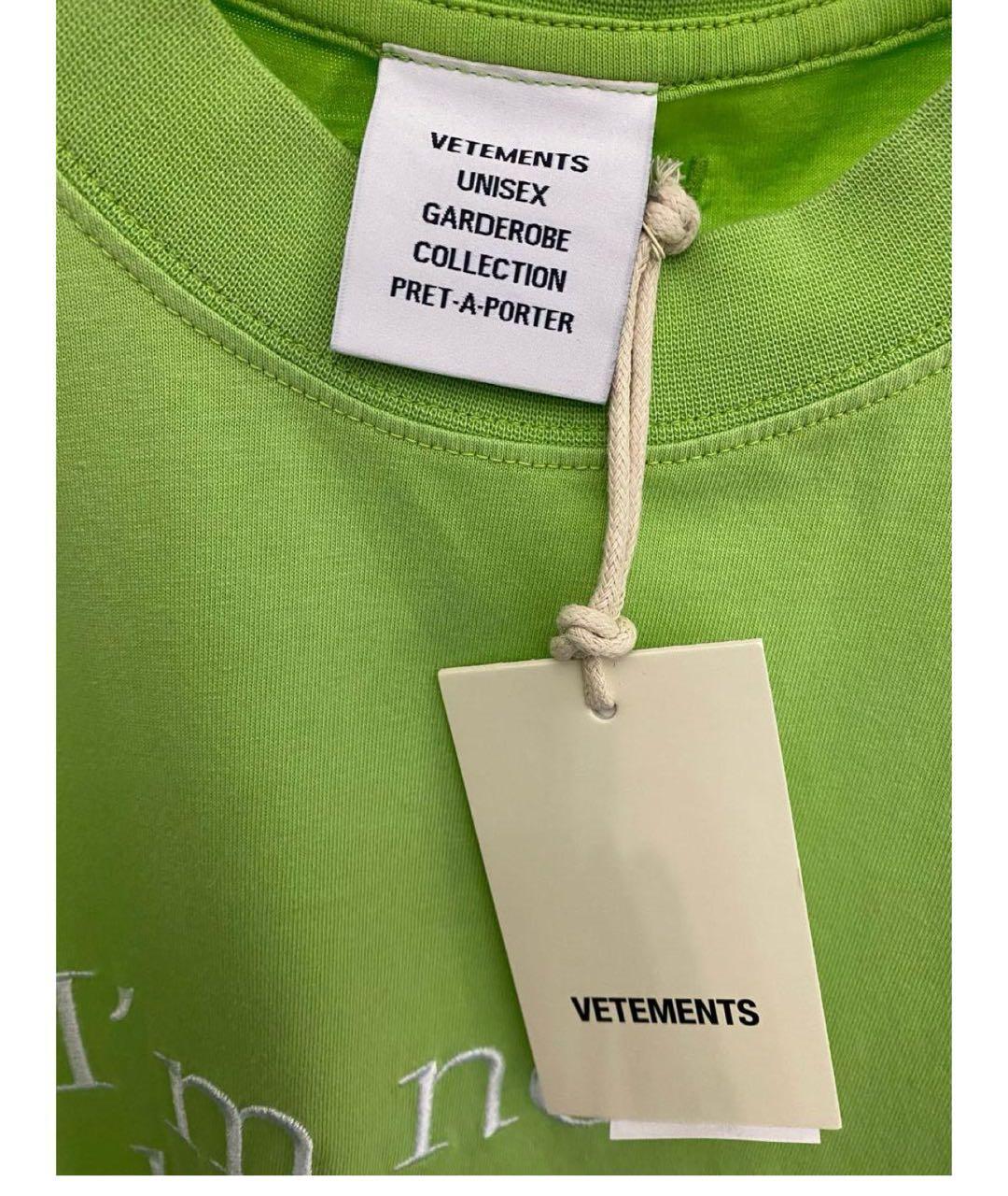 VETEMENTS Салатовая хлопковая футболка, фото 5