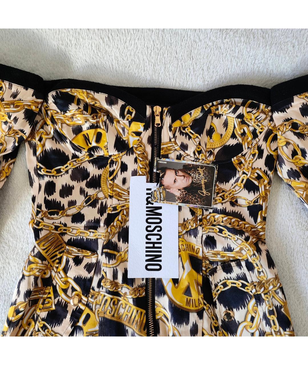 MOSCHINO Желтое вискозное коктейльное платье, фото 4