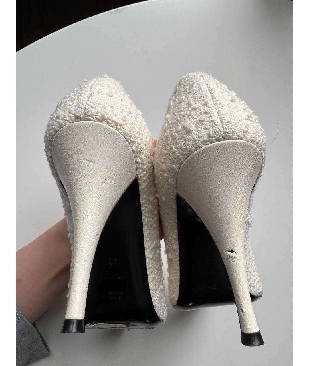 SAINT LAURENT Белые текстильные туфли, фото 5